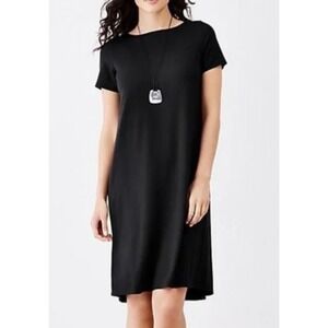 J Jill Wearever Black Short Sleeve Scoop Neck T-Shirt Dress Womens XL Solid